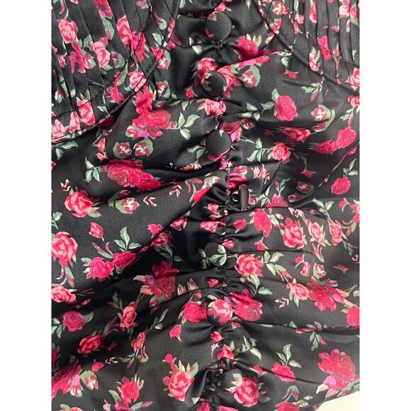 For Love & Lemons Melrose Floral Print Bustier Crop Tank Black/Pink Womens Small - Picture 6 of 11